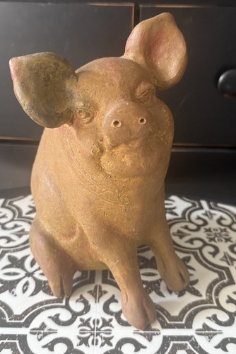 Vintage terracotta pig - vintage,