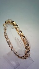 Hallmarked 9 ct Gold & CZ Gypsy Link 8" Belcher Bracelet.