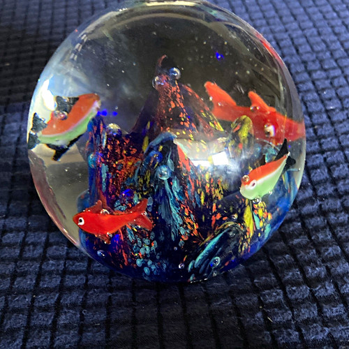Art glass fish paperweight - glass,