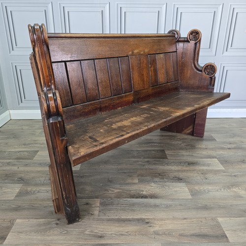 Antique church pew carved - church,