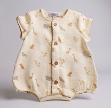 Baby boy safari smocked romper