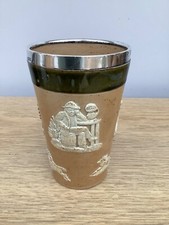 Royal Doulton stoneware beaker with silver rim
