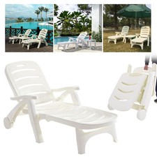 White folding sun lounger - folding,