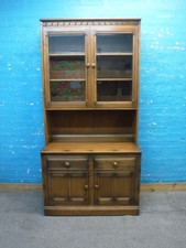 ERCOL CHUNKY SOLID WOOD / WELSH DRESSER / DISPLAY CABINET - VISIT OUR WAREHOUSE