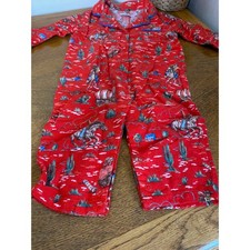 Cath Kidston Cowboy Pajamas Size 9-12 Mths Red Babygrow Nightwear with Pouch