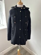 Zara Batting Jacket Middle Length Zip Up Hooded Wool Size Xs Black Women