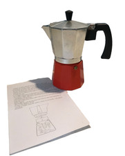 STOVE TOP 6 CUP COFFEE PERCULATER ESPRESSO MAKER SILVER & RED MOKA POT