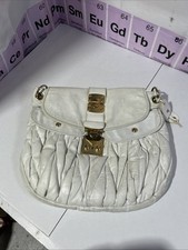 MIU MIU WHITE LAMBSKIN LEATHER MATELASSE COFFER HANDBAG PURSE CROSSBODY