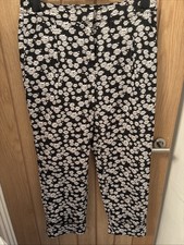 Sister Jane New Daisy Print Straight Leg Black Trousers with pockets uk 12/14  
