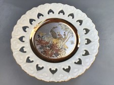 JAPANESE   CHOKIN   GOLD & SILVER  CUT OUT DEIGN   PEACOCK  PLATE 