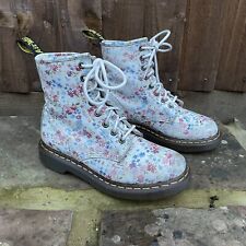 Dr Martens 1460 Ankle Boots White Leather Floral Retro Size UK 3, EU 36
