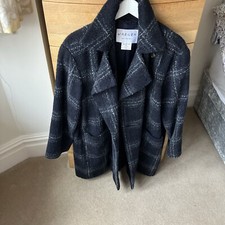 JAEGER Of LONDON Womens Oversized Wool Alpaca Mohair Check Coat 12/14/16/18