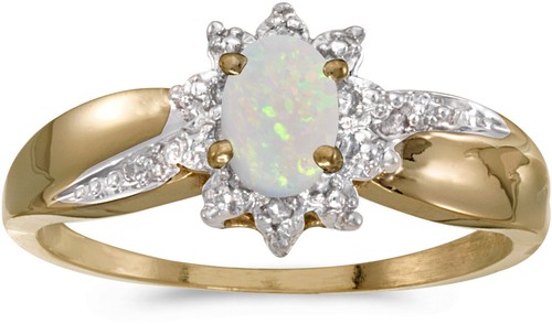 14k yellow gold oval - 14k, opal