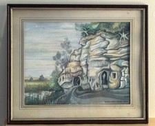 FINAL OFFER! Original WaterCol. ANCHOR CHURCH, INGLEBY, DERBYS by Artist J.Simon