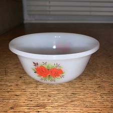 Vintage 1960'S Pyrex Phoenix Opalware Red Rose Flower Small Bowl 11.5cm diameter