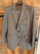 Vintage Mens Brown Thornproof Tweed Wool Mix Suit C38" W32" L30" Made in UK