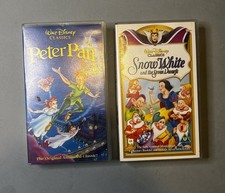 Vintage VHS Peter Pan & Snow White Walt Disney Video Cassette Bundle X2