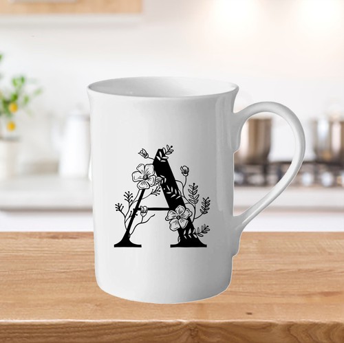 Bone china floral - floral, initial