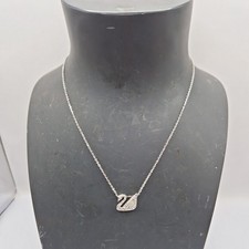 Swarovski Silver Swan Necklace With Crystals