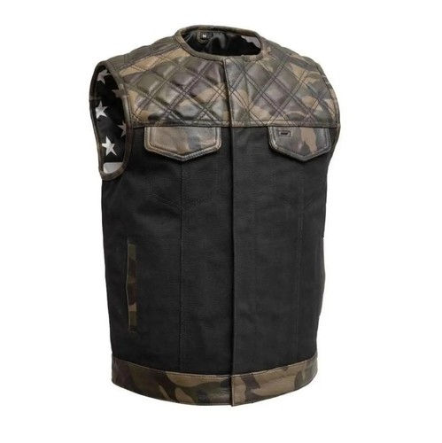 Men black leather motorcycle - men's,