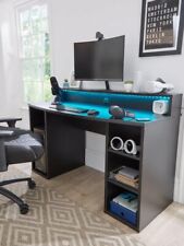 Ayo Compact Gaming Desk with Colour Changing LEDs Black Modern and Functional