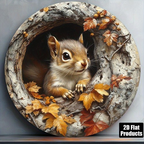Squirrel garden plaque metal - garden,