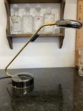 Vintage Italian Brass & Black Halogen Desk Lamp – 1970s Modernist Design