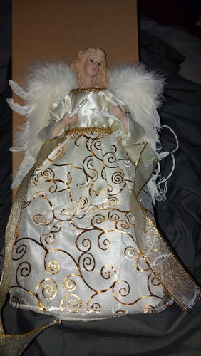 Lighted white gold angel - lighted, &