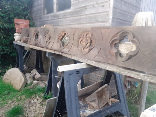 Old carved oak tracery - old,