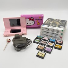 Nintendo DS Lite Pink Handheld Console + 14 Games Bundle Hello Kitty Case