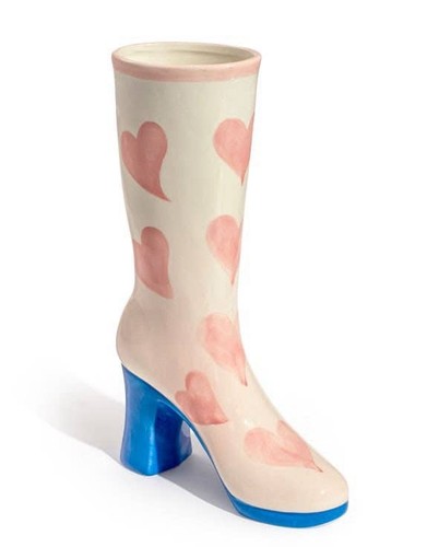 Ceramic flower pink boot - pink,