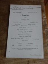 RMS QUEEN MARY BREAKFAST MENU
