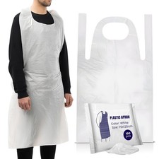 100 Disposable Aprons White