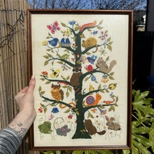 Vintage Tree Of Life Wool Work