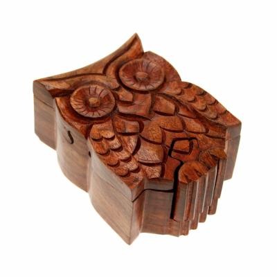 Wooden owl puzzle trinket - wooden,