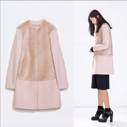 Zara pink wool peacoat faux