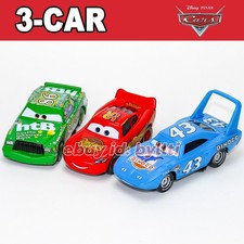 3-PACK Mattel Disney Pixar Cars Lightning McQueen King 1:55 Diecast, New Loose