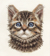 TABBY CAT, KITTEN, Detailed Face ~ Full counted cross stitch kit  *FIDO STUDIO