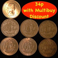 Halfpenny 1953 - 1967  Elizabeth II  Choose Your Date
