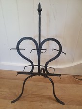 Antique 18th C Lark Spit wrought iron toaster meat roasting stand tripod 57cm
