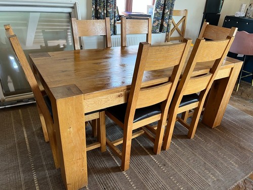 Solid oak table and chairs - oak,