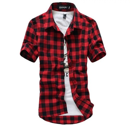 Mens red black plaid checkered - red,
