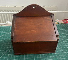 Antique Wooden Candle Box/ Salt Box With Hinged Lid Wood Wall Hanging Solid Oak