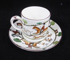 Crown Staffordshire Bone China 'Hunting Scene' Demitasse Cup and Saucer