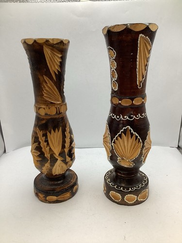 Decorative wooden carved vase - carved,
