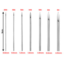 Piercing Needles 6G 8G 12G 13G 14G 15G 16G 18G 20G  - Sterile Disposable Body UK