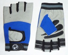 Padded Weightlifting Training Workout Gloves Bodybuilding Gym (Grey/Blue)