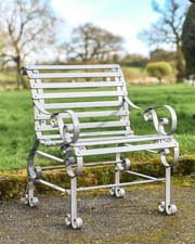 Ex-display Grey Single Seater Outdoor Traditional Metal Garden Patio Park Bench