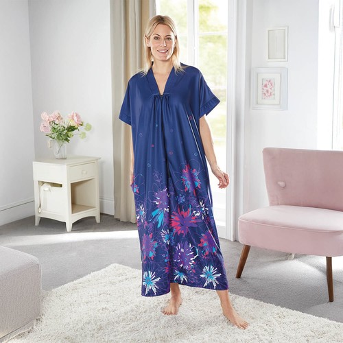 Navy zip front kaftan - zip,