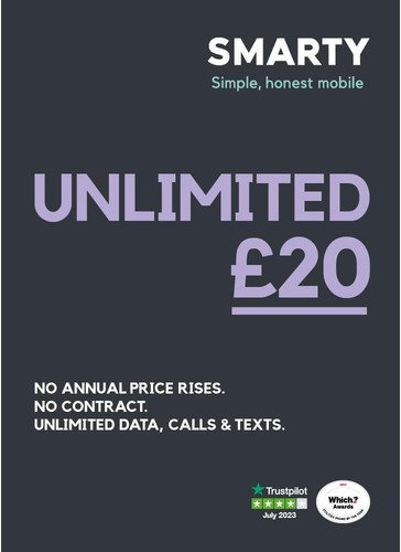 Smarty payg sim - payg, card/mini